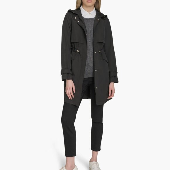 NEW COLE HAAN Rain Trench Coat in black for women 825 7m3 - Picture 7 of 8